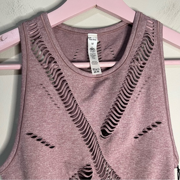 NWT ALO Yoga Line Tank Cut Out Dusted Plum Heather Size Medium - Picture 7 of 11